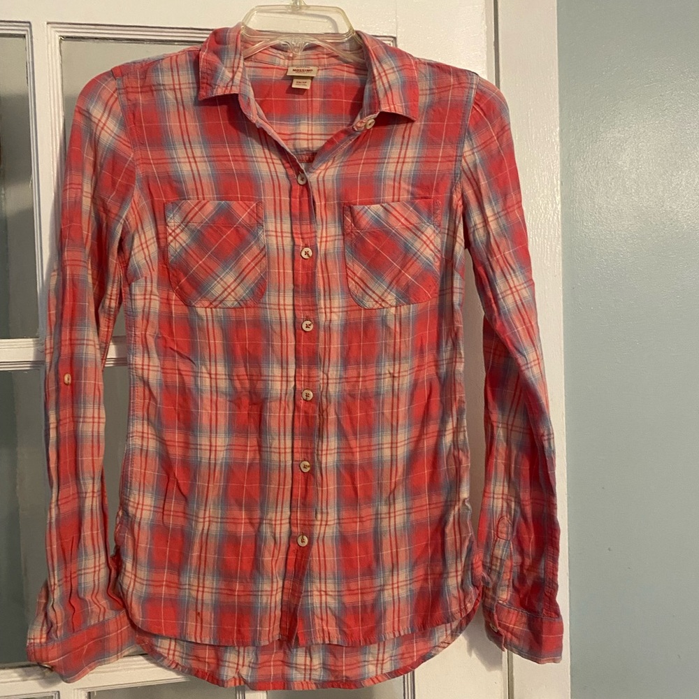 Mossimo Supply Co. Pink and Blue Plaid Shirt